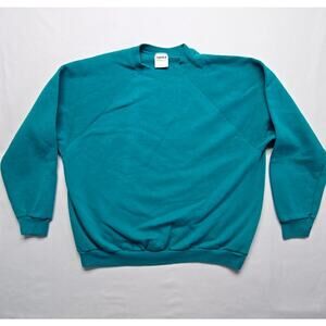 Vintage Blank Tultex Sweatshirt Teal Classic 90s Made in USA X-Large XL Crewneck